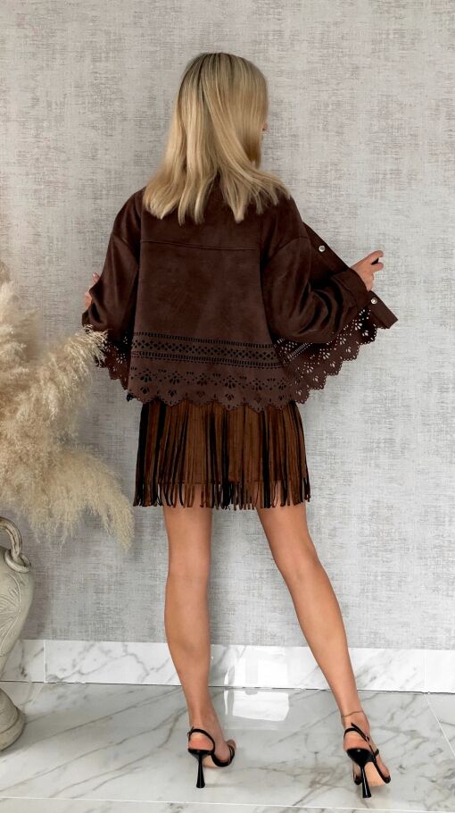Oryginalna zamszowa katana boho zapinana na butony ONE SIZE - R824