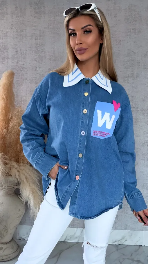 BLUE JEANS katana jeansowa z ozdobną kieszenią ONE SIZE - R631