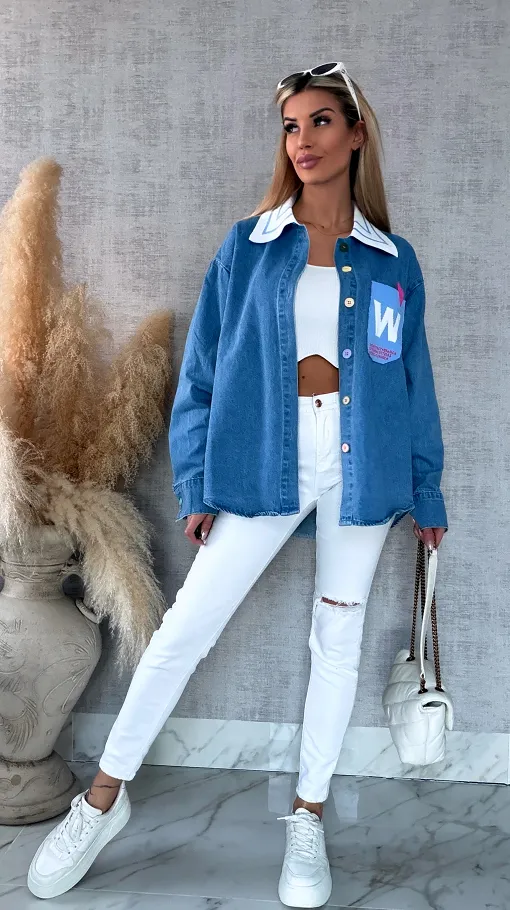 BLUE JEANS katana jeansowa z ozdobną kieszenią ONE SIZE - R631