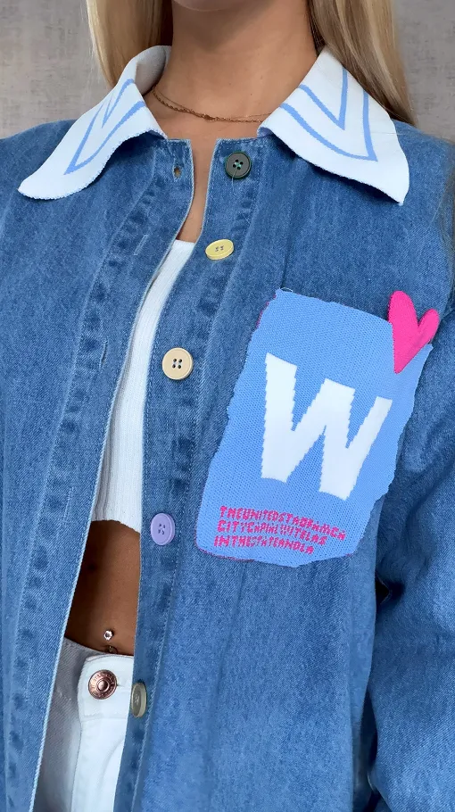 BLUE JEANS katana jeansowa z ozdobną kieszenią ONE SIZE - R631