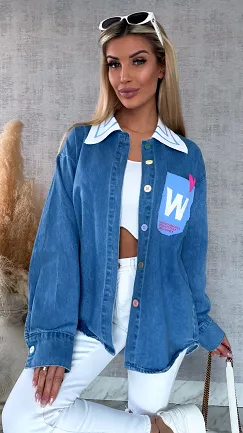 BLUE JEANS katana jeansowa z ozdobną kieszenią ONE SIZE - R631