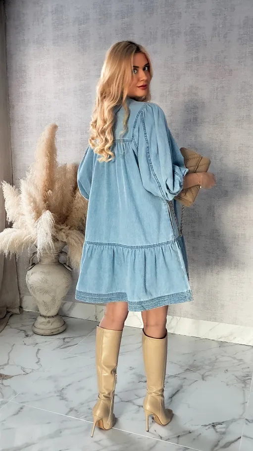 Miękka jeansowa sukienka ONE SIZE 100% bawełna - R413