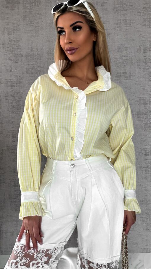 Super modna kanarkowa koszula w kratkę VICHY one size - R441A