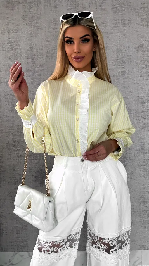 Super modna kanarkowa koszula w kratkę VICHY one size - R441A