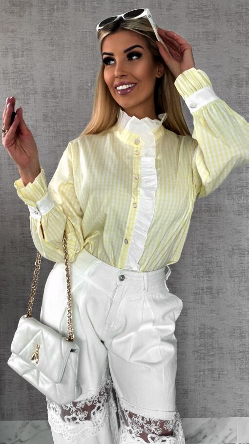 Super modna kanarkowa koszula w kratkę VICHY one size - R441A