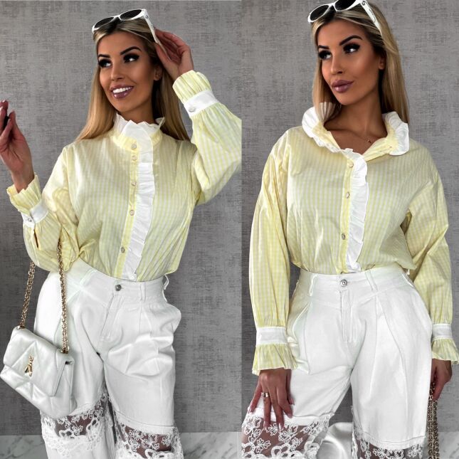 Super modna kanarkowa koszula w kratkę VICHY one size - R441A