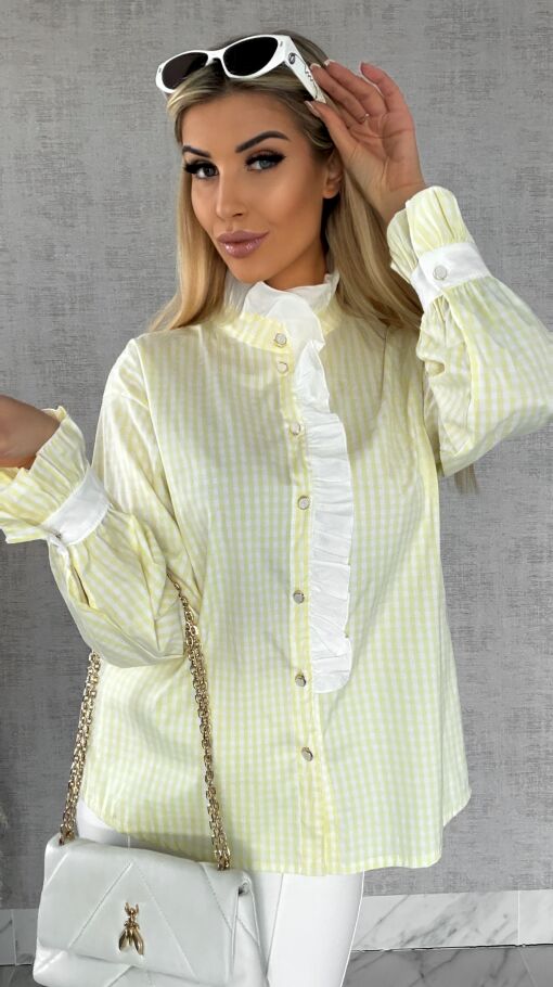 Super modna kanarkowa koszula w kratkę VICHY one size - R441A