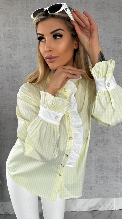 Super modna kanarkowa koszula w kratkę VICHY one size - R441A