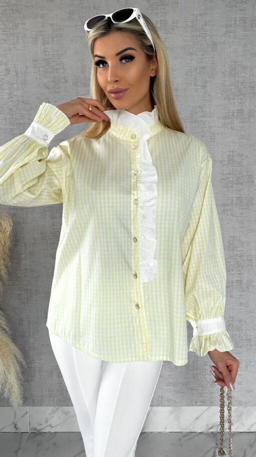 Super modna kanarkowa koszula w kratkę VICHY one size - R441A