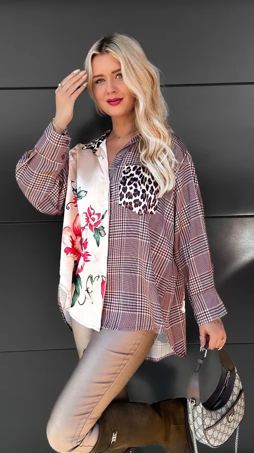 Asymetryczna koszula do jesiennych stylizacji ONE SIZE - R071