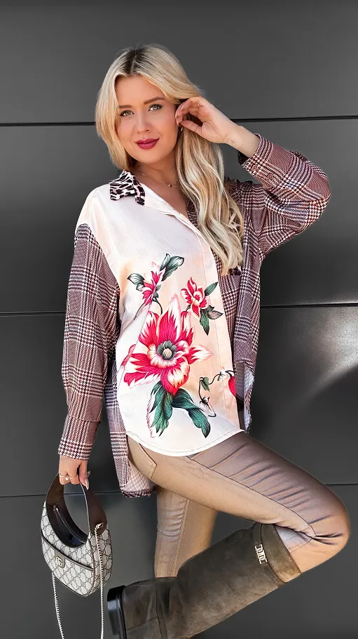 Asymetryczna koszula do jesiennych stylizacji ONE SIZE - R071