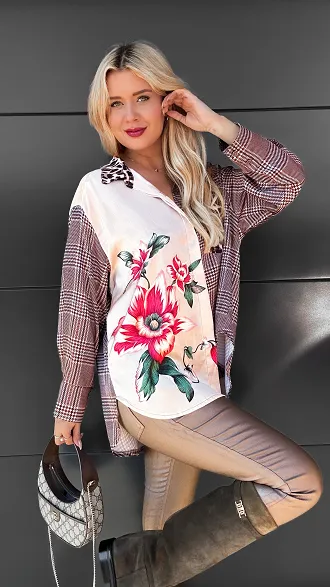 Asymetryczna koszula do jesiennych stylizacji ONE SIZE - R071
