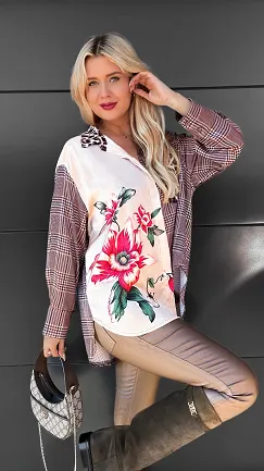 Asymetryczna koszula do jesiennych stylizacji ONE SIZE - R071