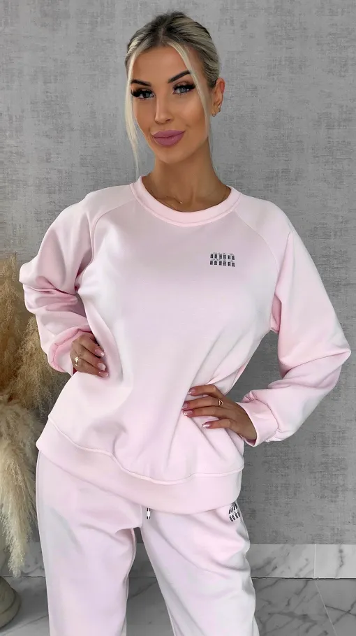 Różowy dres MIN MIN bluza + spodnie one size - R666C