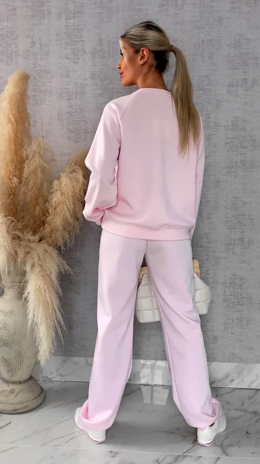 Różowy dres MIN MIN bluza + spodnie one size - R666C