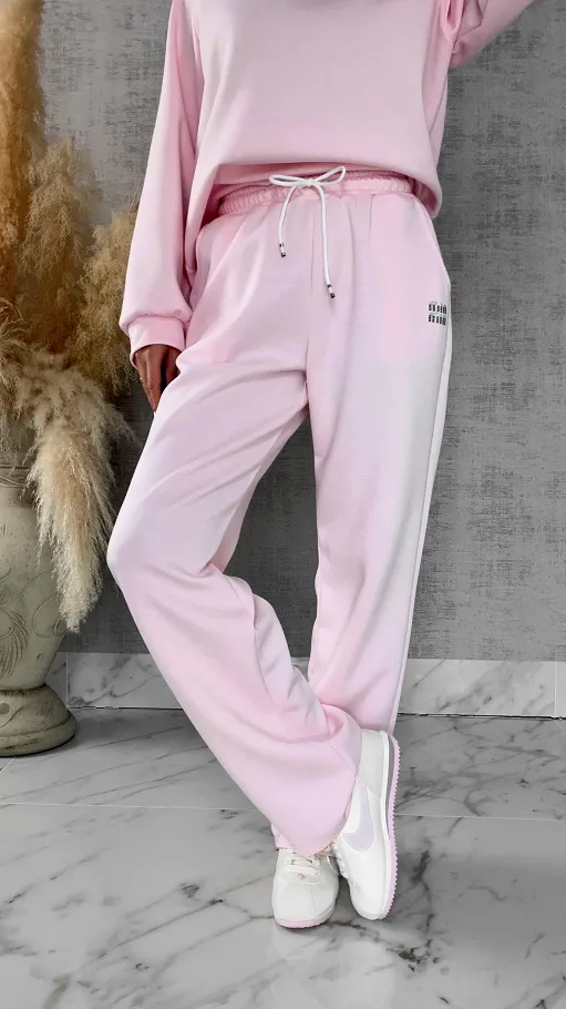 Różowy dres MIN MIN bluza + spodnie one size - R666C