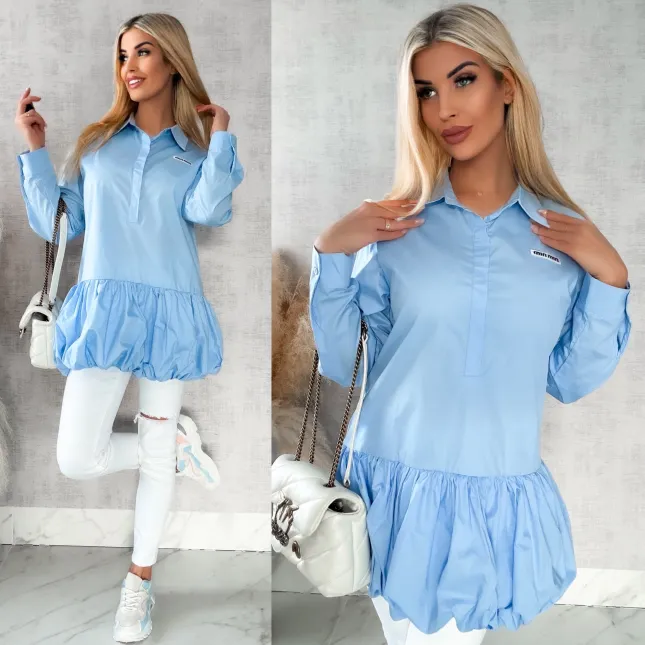 Błękitna bawełniana sukienka BOMBKA - R418A