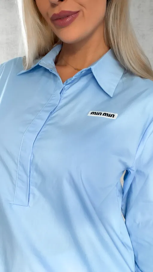 Błękitna bawełniana sukienka BOMBKA - R418A