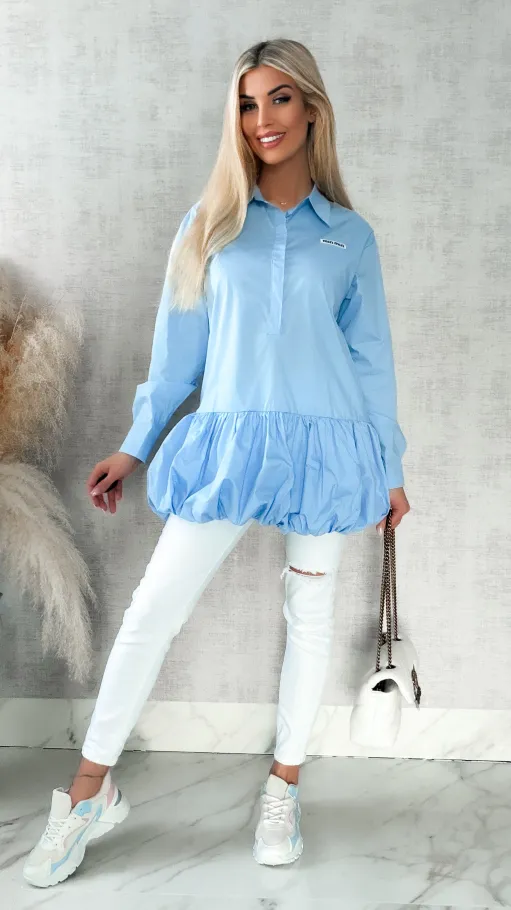 Błękitna bawełniana sukienka BOMBKA - R418A