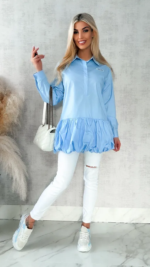 Błękitna bawełniana sukienka BOMBKA - R418A