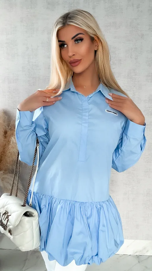 Błękitna bawełniana sukienka BOMBKA - R418A