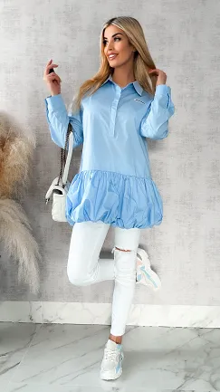 Błękitna bawełniana sukienka BOMBKA - R418A