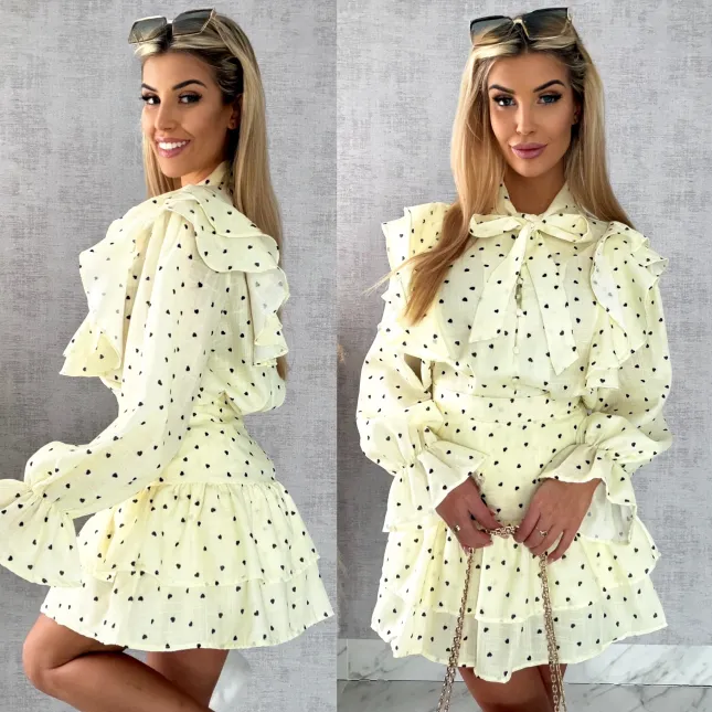 Słodki pastelowy komplet w mini serduszka koszula + spódnico spodenki - R466