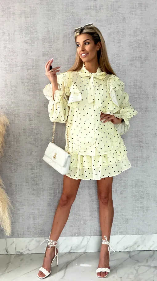 Słodki pastelowy komplet w mini serduszka koszula + spódnico spodenki - R466