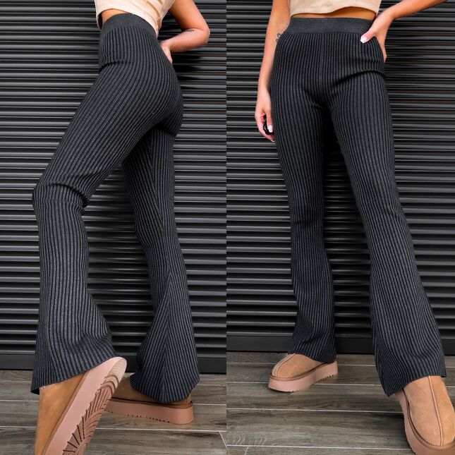 Elastyczne spodnie leginsy w prążki ONE SIZE black - S478