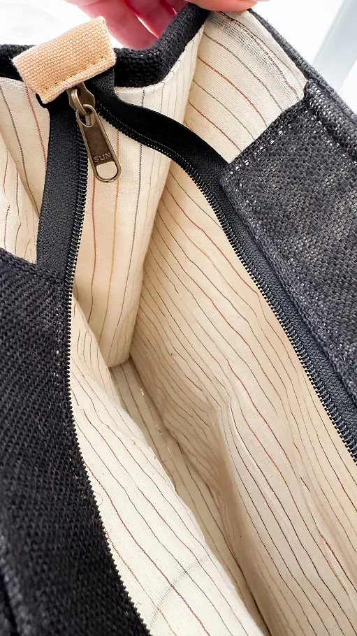 Bawełniana LETNIA torba w stylu boho zdobiona koralikami CZARNA - P664