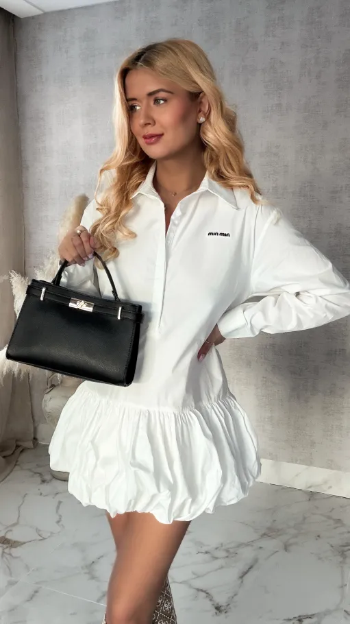 Biała bawełniana sukienka BOMBKA - R418