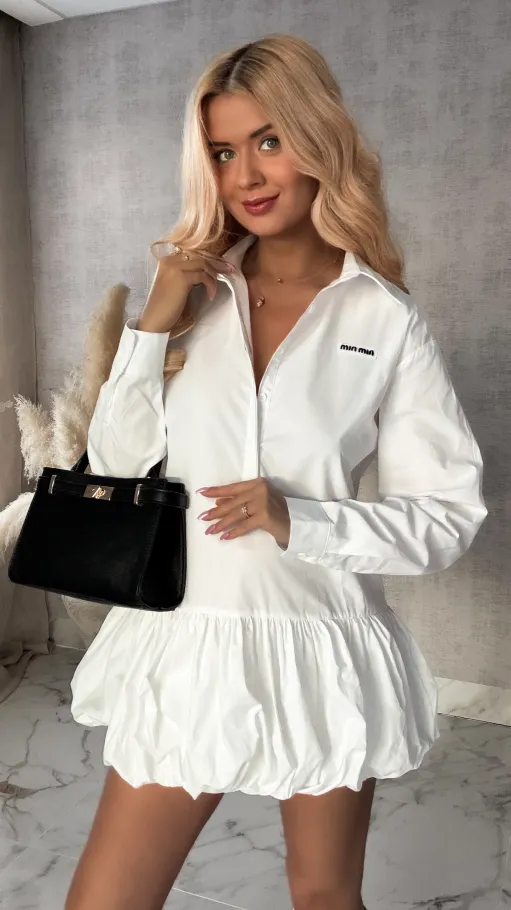 Biała bawełniana sukienka BOMBKA - R418