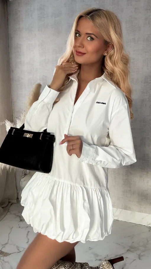 Biała bawełniana sukienka BOMBKA - R418