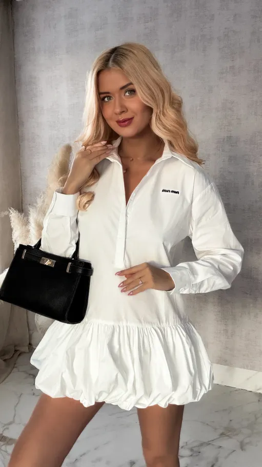 Biała bawełniana sukienka BOMBKA - R418