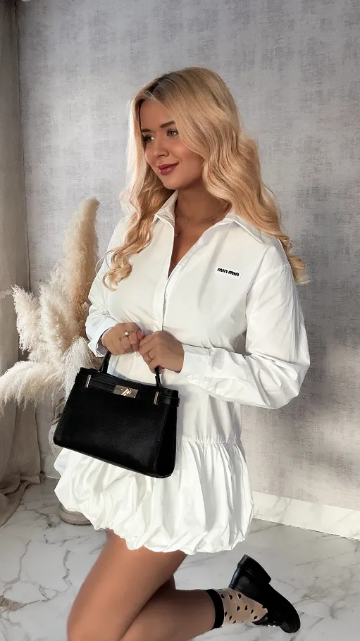 Biała bawełniana sukienka BOMBKA - R418