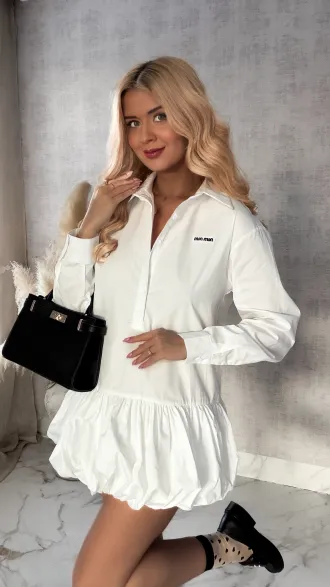 Biała bawełniana sukienka BOMBKA - R418