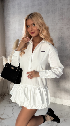 Biała bawełniana sukienka BOMBKA - R418