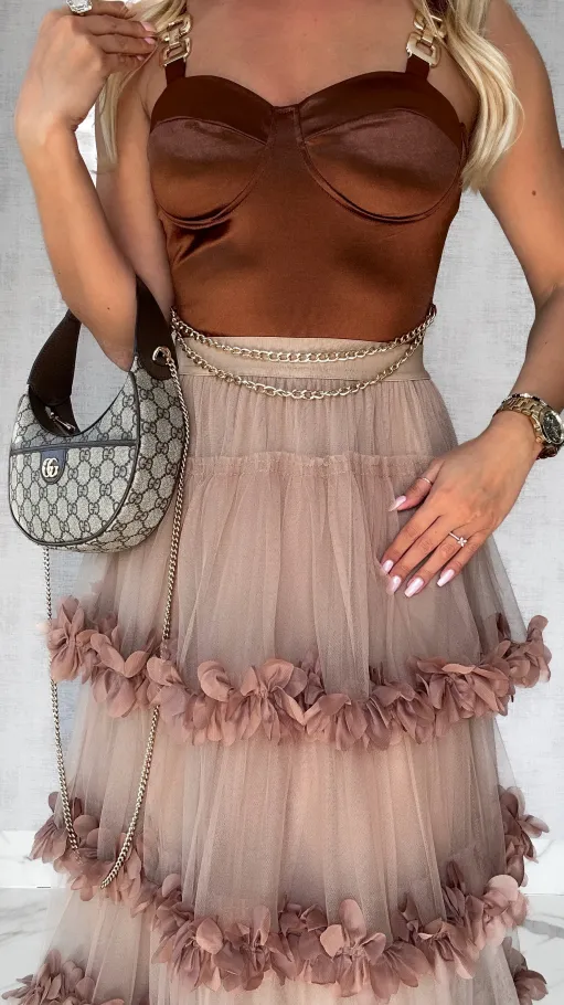 Złoto-brązowa bluzka BODY z usztywnianymi miseczkami - P766