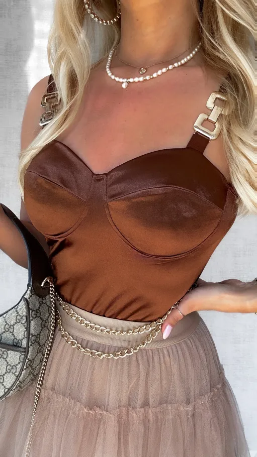 Złoto-brązowa bluzka BODY z usztywnianymi miseczkami - P766