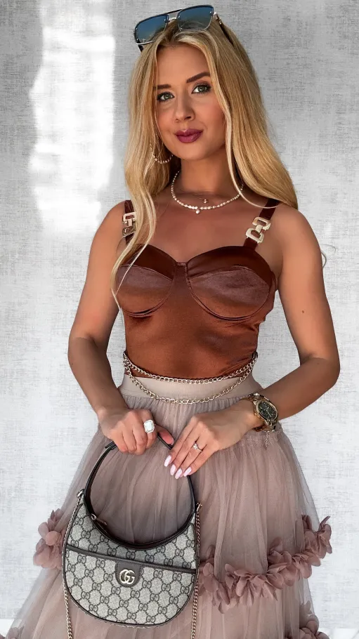 Złoto-brązowa bluzka BODY z usztywnianymi miseczkami - P766