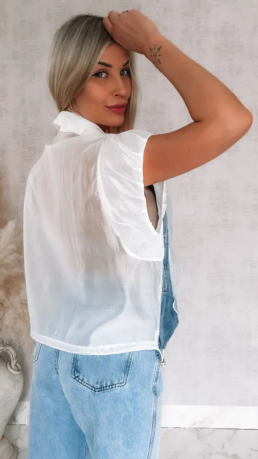 Oryginalna luźna bluzka na zamek z jeansowymi wstawkami ONE SIZE - R852