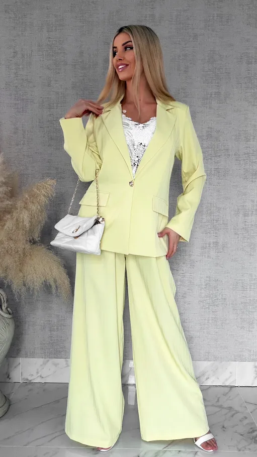 Idealny żółty komplet wiosenny żakiet + spodnie ONE SIZE - R805A