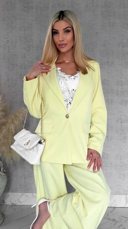 Idealny żółty komplet wiosenny żakiet + spodnie ONE SIZE - R805A