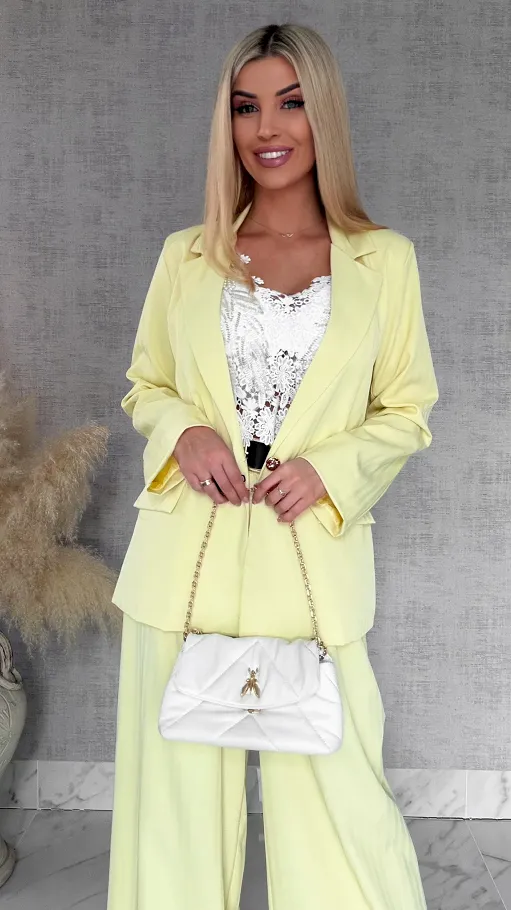 Idealny żółty komplet wiosenny żakiet + spodnie ONE SIZE - R805A