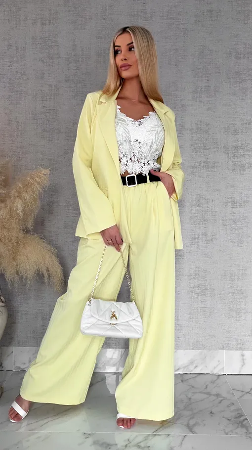 Idealny żółty komplet wiosenny żakiet + spodnie ONE SIZE - R805A
