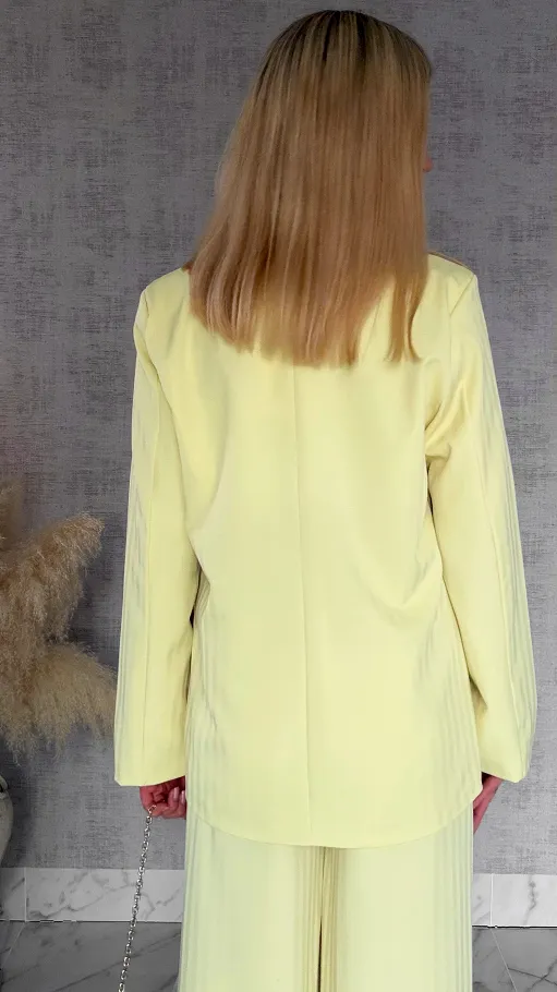 Idealny żółty komplet wiosenny żakiet + spodnie ONE SIZE - R805A