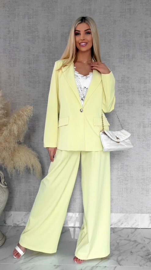 Idealny żółty komplet wiosenny żakiet + spodnie ONE SIZE - R805A