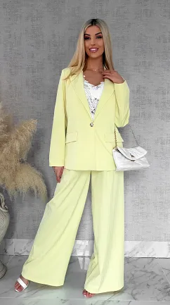 Idealny żółty komplet wiosenny żakiet + spodnie ONE SIZE - R805A