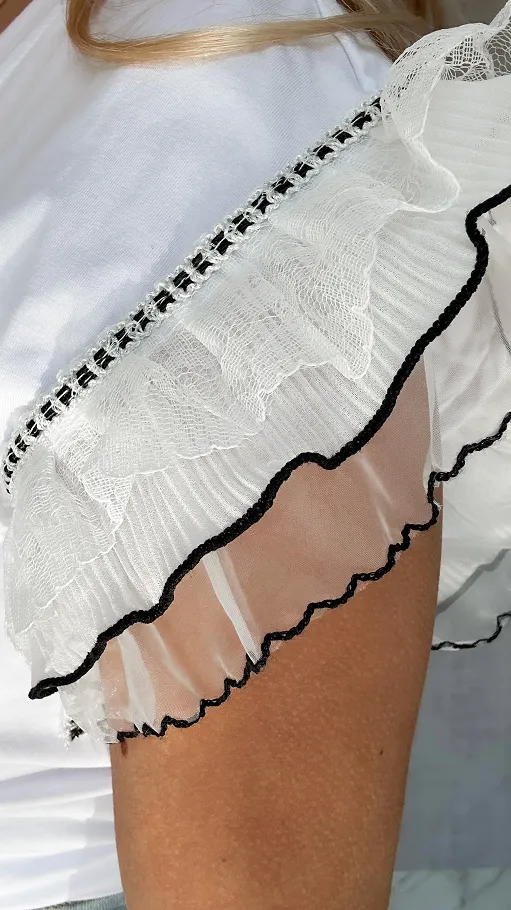 Biała EKSKLUZYWNA bluzka t-shirt z kokardką ONE SIZE - P390