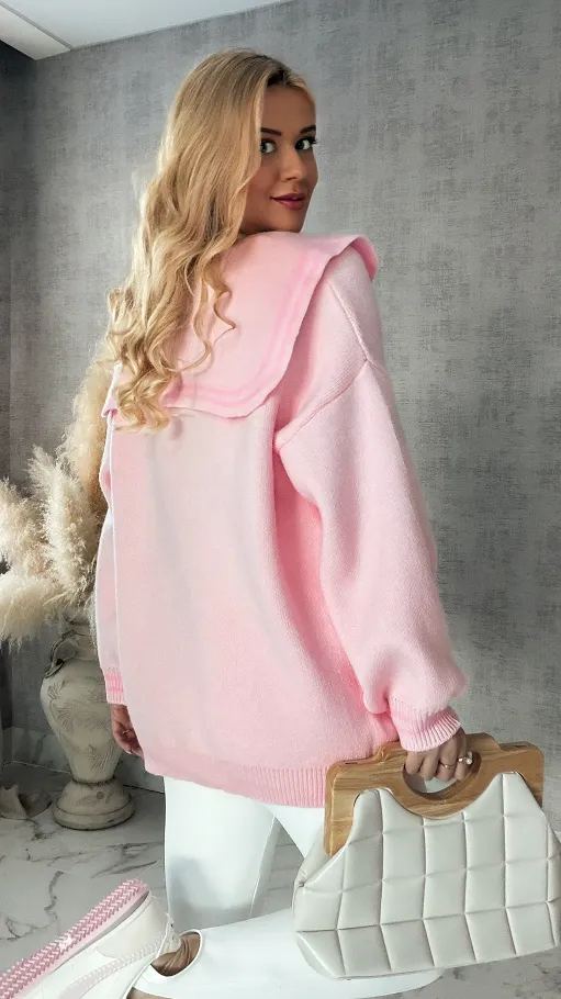 Piękny różowy sweter w muchomorki ONE SIZE - R365
